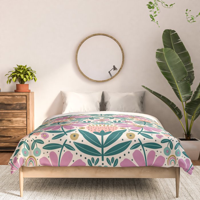 Pretty Floral - Lilac, Turquoise, Pink Comforter Gallery Image 3
