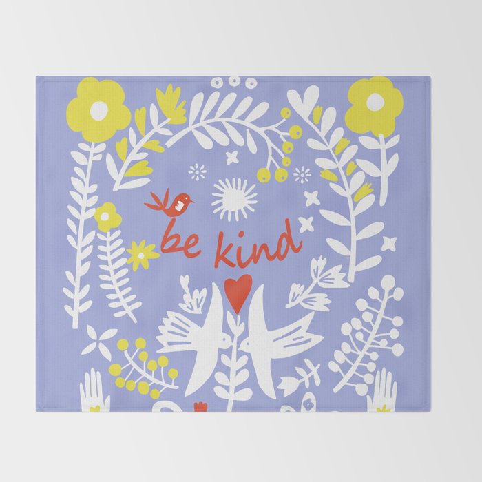 be kind - scandinavian folk art illustration Throw Blanket Gallery Image 2