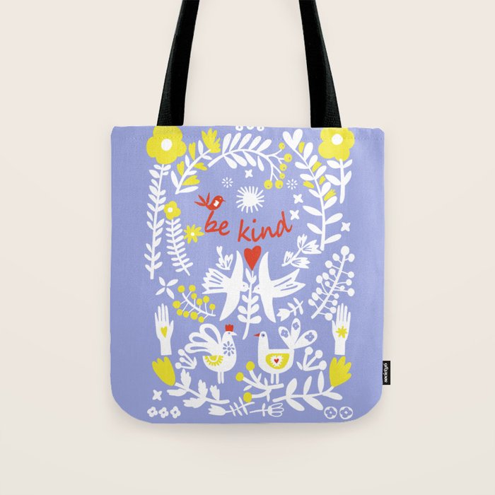 be kind - scandinavian folk art illustration Tote Bag Gallery Image 1