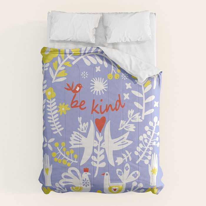 be kind - scandinavian folk art illustration Comforter Gallery Image 6