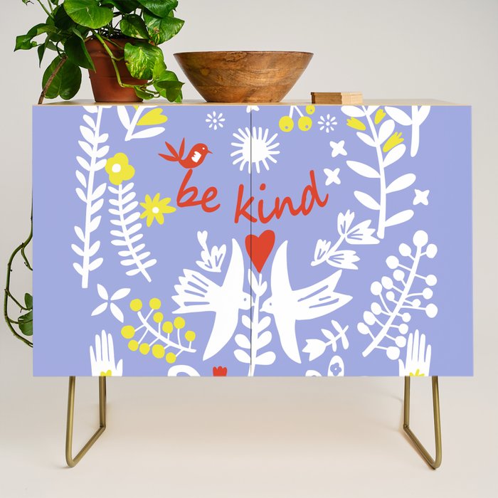 be kind - scandinavian folk art illustration Credenza Gallery Image 1