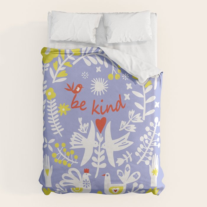 be kind - scandinavian folk art illustration Duvet Cover Gallery Image 6