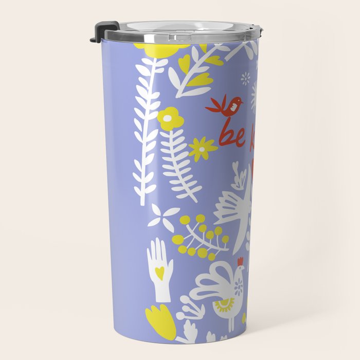 be kind - scandinavian folk art illustration Travel Mug Gallery Image 3