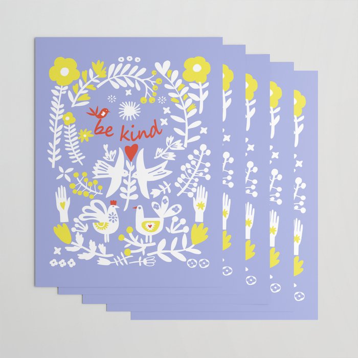 be kind - scandinavian folk art illustration Wrapping Paper Gallery Image 3