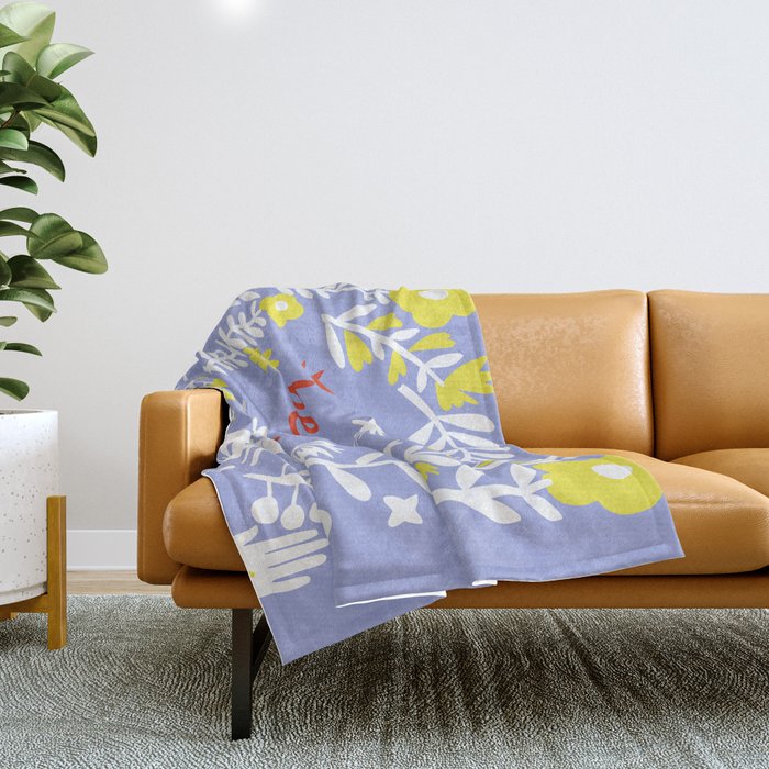 be kind - scandinavian folk art illustration Throw Blanket Gallery Image 1