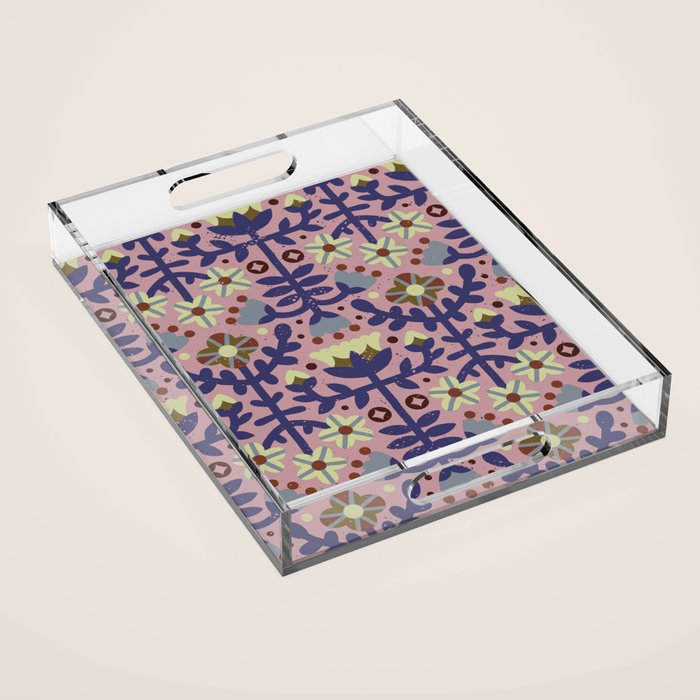 Playful Folk Floral Acrylic Tray Gallery Image 1