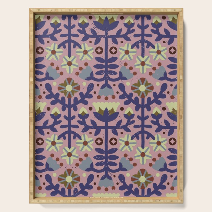 Playful Folk Floral Serving Tray Gallery Image 1