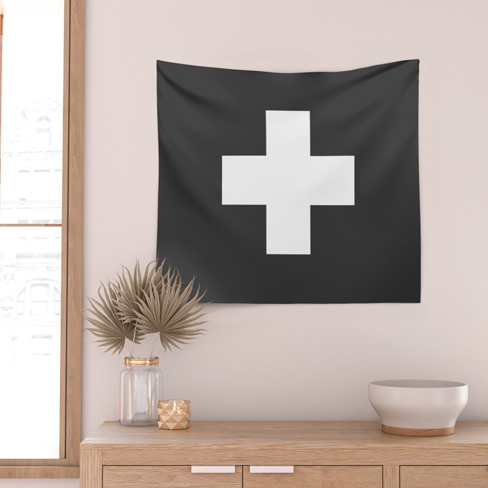 Swiss Cross Charcoal Wall Tapestry Gallery Image 2