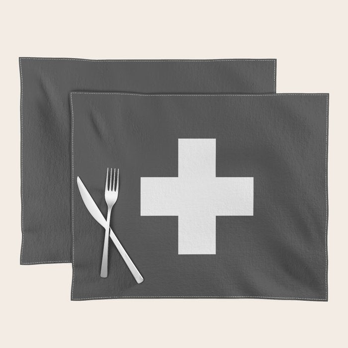 Swiss Cross Charcoal Placemat Gallery Image 1