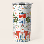 Scandinavian Fairytale - Green + Red Travel Mug Gallery Image 1