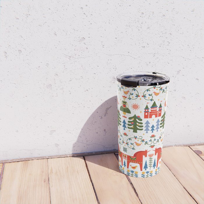 Scandinavian Fairytale - Green + Red Travel Mug Gallery Image 4