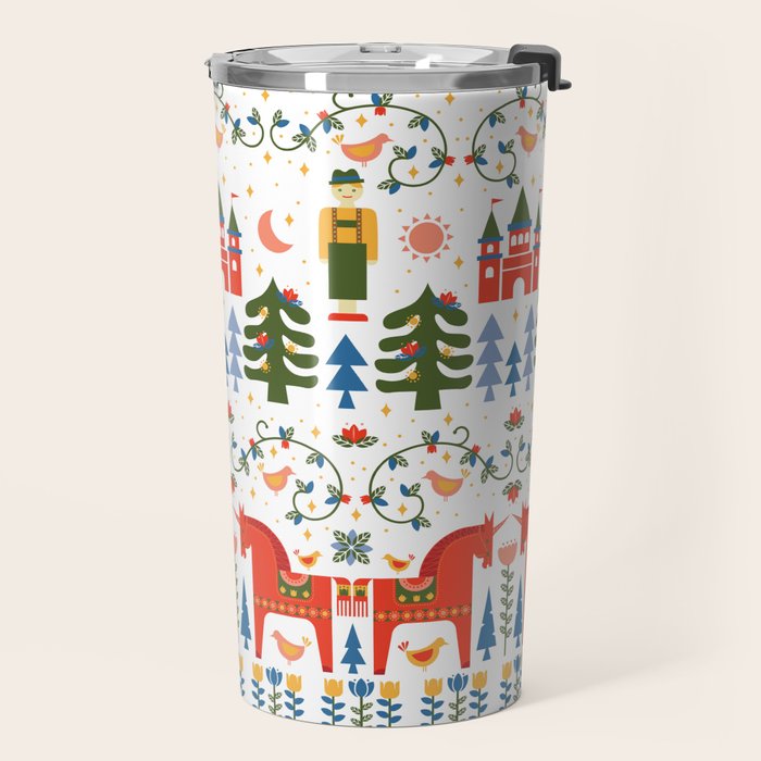 Scandinavian Fairytale - Green + Red Travel Mug Gallery Image 2