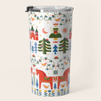 Scandinavian Fairytale - Green + Red Travel Mug Gallery Image 3