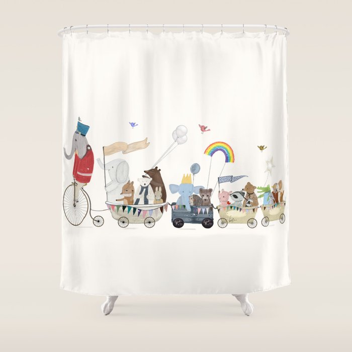 the rainbow parade Shower Curtain Gallery Image 1