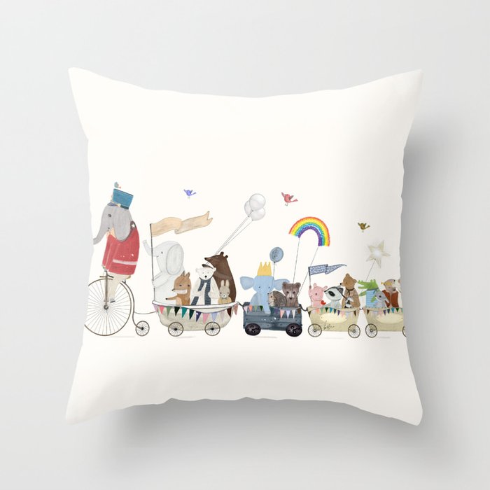 the rainbow parade Throw Pillow Gallery Image 1