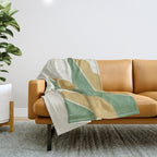 Color Block Abstract Leaf - Gold Green Throw Blanket Gallery Image 1