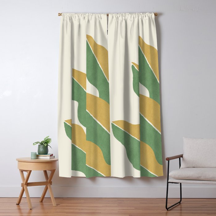 Color Block Abstract Leaf - Gold Green Window Curtain Gallery Image 5