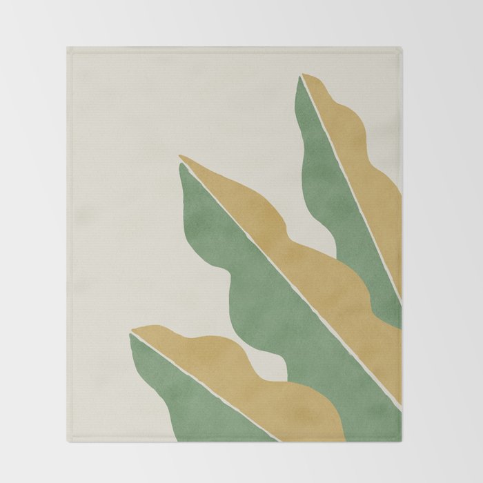 Color Block Abstract Leaf - Gold Green Throw Blanket Gallery Image 2