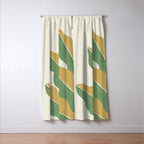 Color Block Abstract Leaf - Gold Green Window Curtain Gallery Image 3