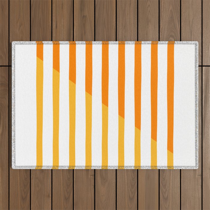 Beach Stripes Orange Yellow Outdoor Rug Gallery Image 1