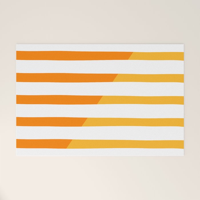 Beach Stripes Orange Yellow Welcome Mat Gallery Image 1