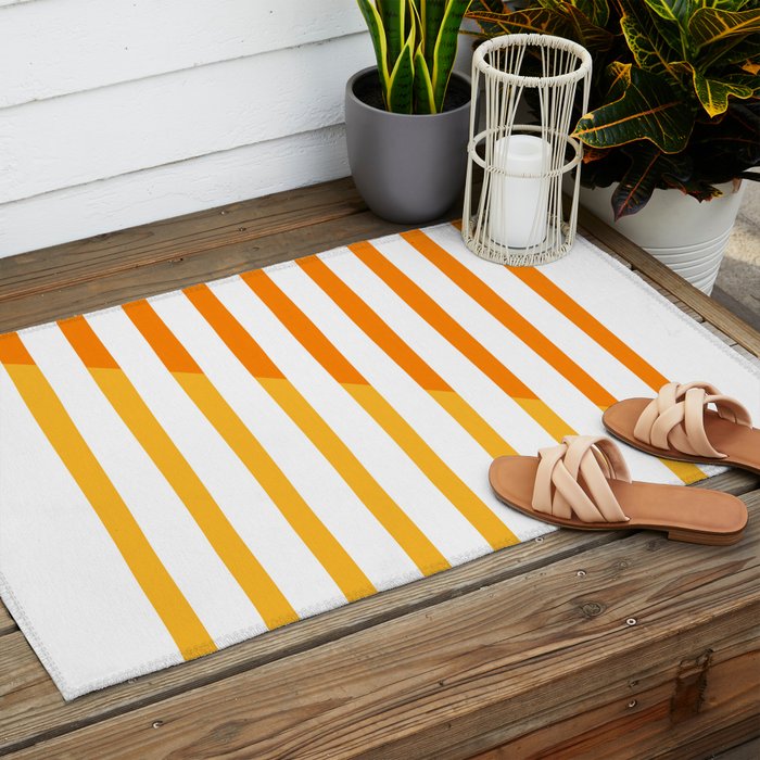 Beach Stripes Orange Yellow Outdoor Rug Gallery Image 2