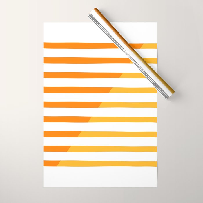 Beach Stripes Orange Yellow Wrapping Paper Gallery Image 1