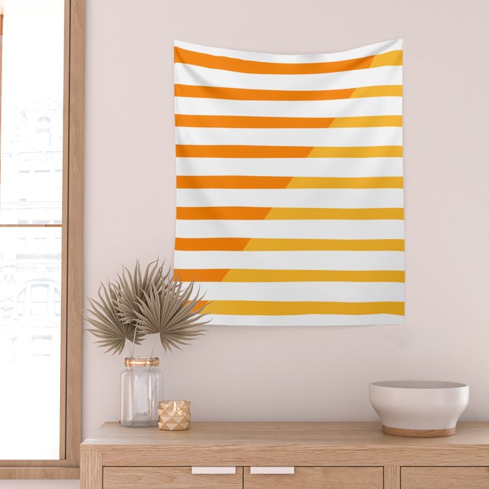Beach Stripes Orange Yellow Wall Tapestry Gallery Image 2