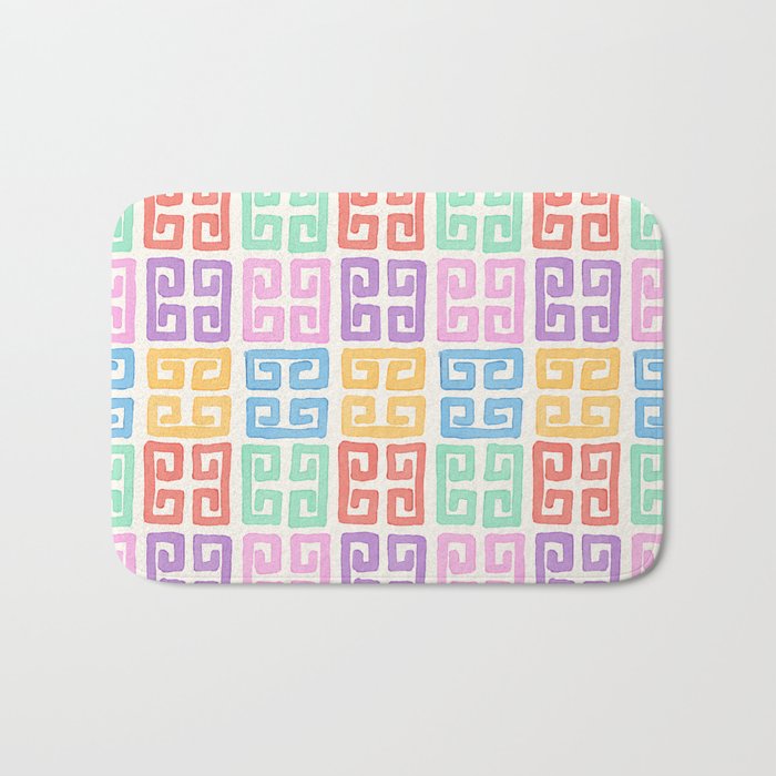 Colorful Greek Style Pattern Bath Mat Gallery Image 1