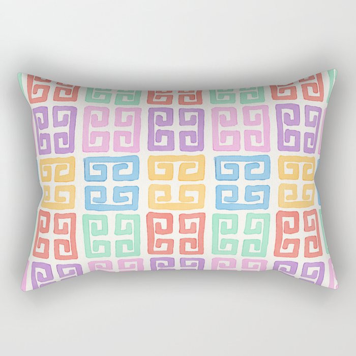 Colorful Greek Style Pattern Rectangular Pillow Gallery Image 2