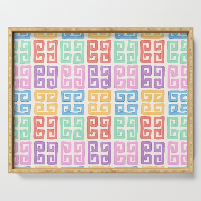 Colorful Greek Style Pattern Serving Tray Gallery Image 1