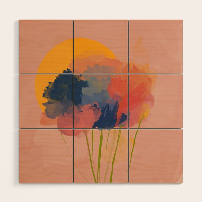 Colorful Messy Flowers In The Sun Wood Wall Art Gallery Image 1
