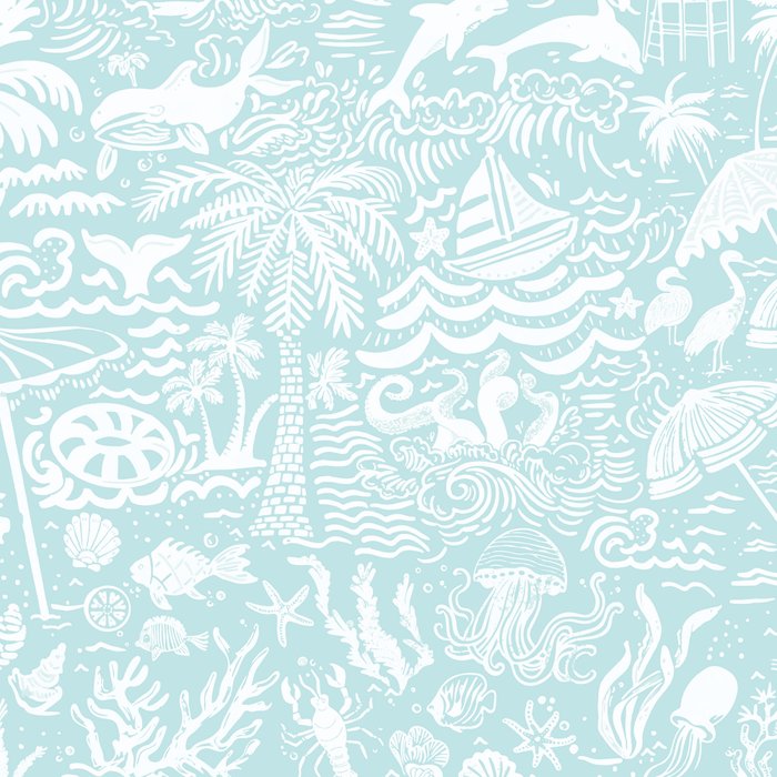 Coastal Daydream hand-drawn ocean collage pattern in mint Coffee Mug Gallery Image 2