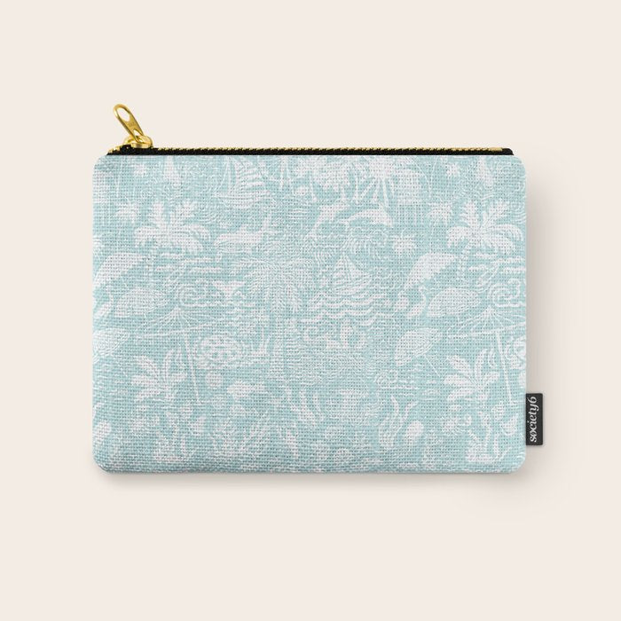 Coastal Daydream hand-drawn ocean collage pattern in mint Carry All Pouch Gallery Image 1