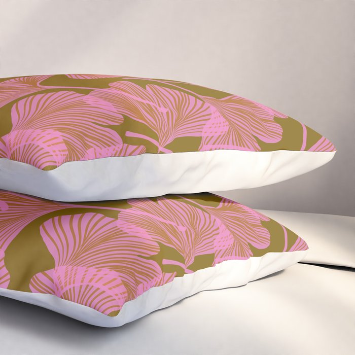 Pink Ginkgo Leaf Pattern Pillow Sham Gallery Image 3