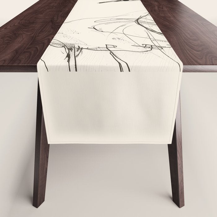 Swans in Ink - Elegant Minimalist Art Table Runner Gallery Image 1