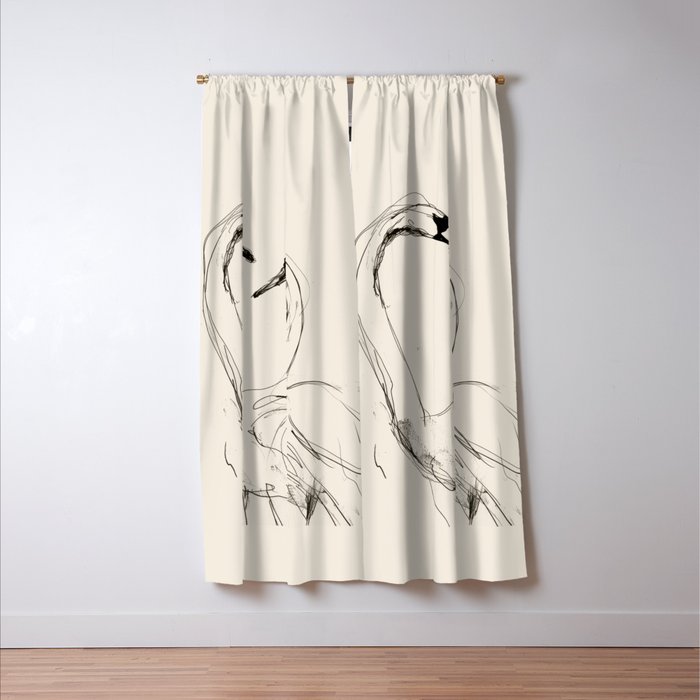 Swans in Ink - Elegant Minimalist Art Window Curtain Gallery Image 3