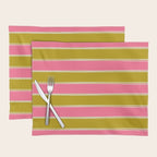 Bold Lined Stripes Pattern in Pink Chartreuse Cream Placemat Gallery Image 1