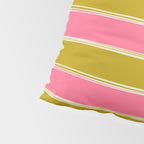 Bold Lined Stripes Pattern in Pink Chartreuse Cream Pillow Sham Gallery Image 4