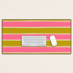 Bold Lined Stripes Pattern in Pink Chartreuse Cream Desk Mat Gallery Image 1