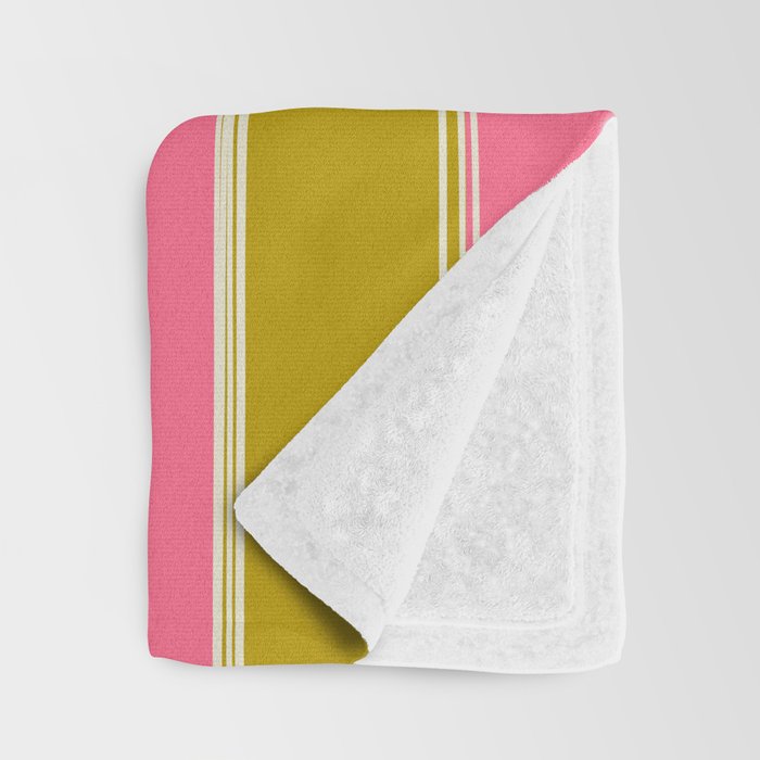 Bold Lined Stripes Pattern in Pink Chartreuse Cream Throw Blanket Gallery Image 3