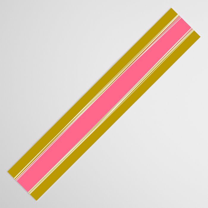 Bold Lined Stripes Pattern in Pink Chartreuse Cream Table Runner Gallery Image 3