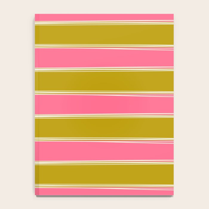 Bold Lined Stripes Pattern in Pink Chartreuse Cream Notebook Gallery Image 4