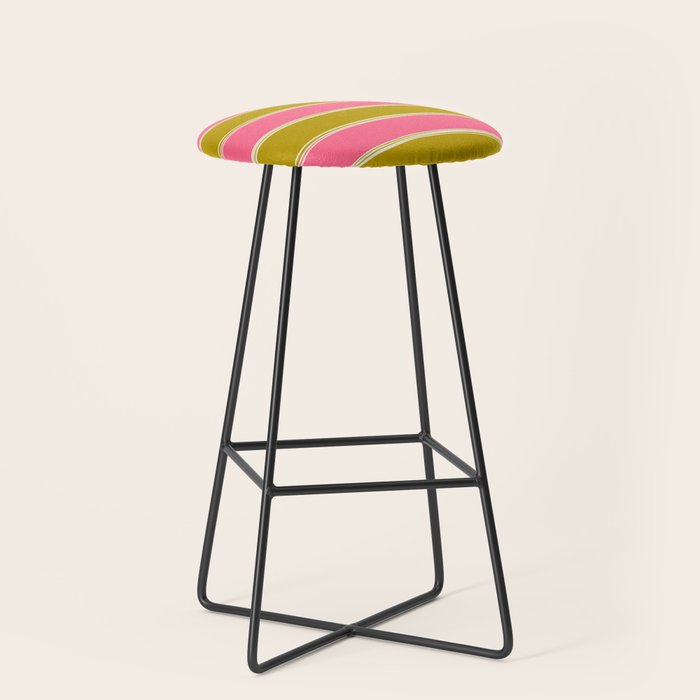 Bold Lined Stripes Pattern in Pink Chartreuse Cream Stool Gallery Image 1