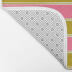 Bold Lined Stripes Pattern in Pink Chartreuse Cream Bath Mat Gallery Image 2