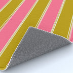 Bold Lined Stripes Pattern in Pink Chartreuse Cream Rug Gallery Image 4