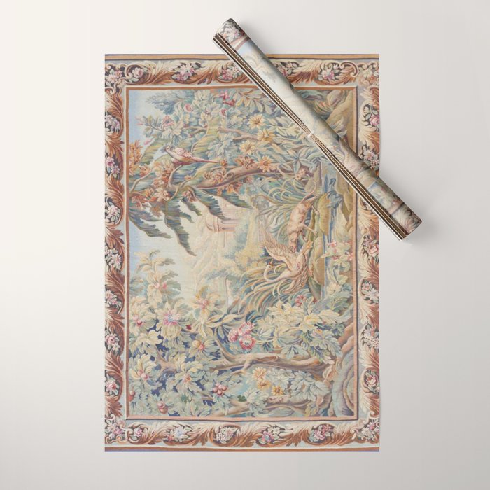 Antique 19th Century French Aubusson Landscape Tapestry with Swan Wrapping Paper Gallery Image 1