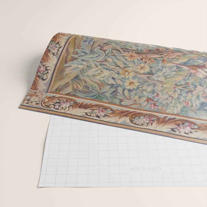 Antique 19th Century French Aubusson Landscape Tapestry with Swan Wrapping Paper Gallery Image 2
