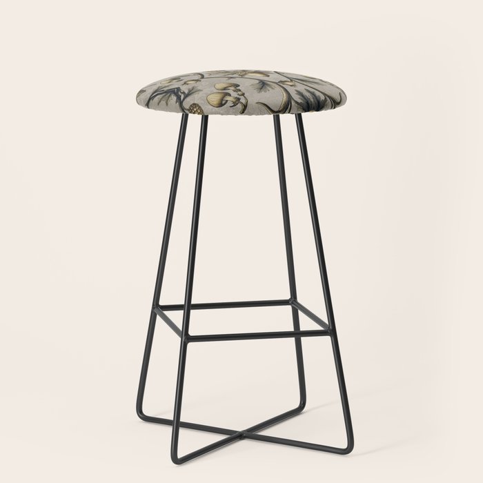 William Morris Style Forest Tales Cabincore Pattern Beige Stool Gallery Image 1