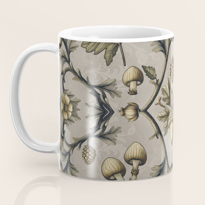 William Morris Style Forest Tales Cabincore Pattern Beige Coffee Mug Gallery Image 3